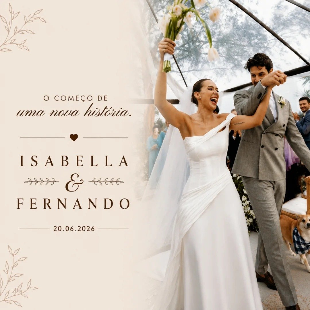 Card do casamento de Isabella e Fernando
